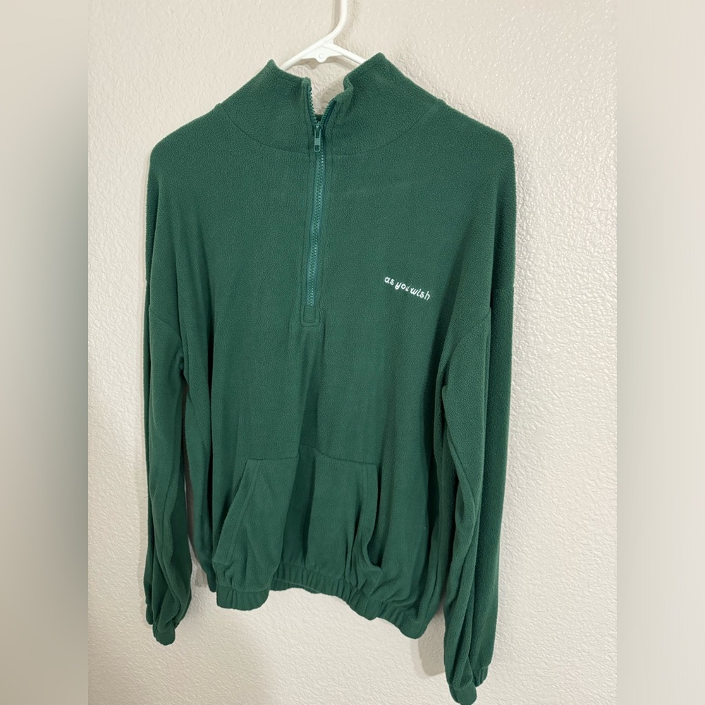 super soft green quarter zip